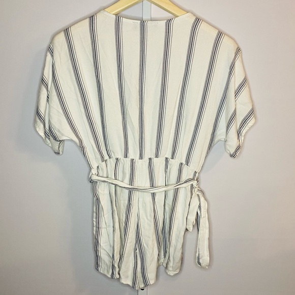 Lulus Climb Aboard Grey and White Striped Romper! - Picture 5 of 12